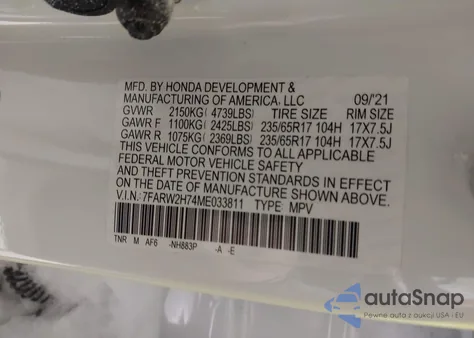 2021 Honda Cr-V Awd Special Edition from USA, damaged, VIN 7FARW2H74ME033811